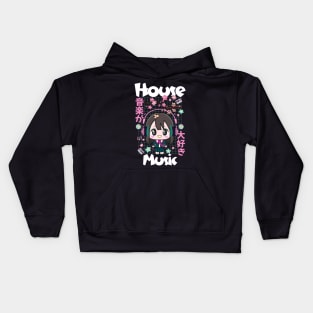 HOUSE MUSIC - Cute Kawaii Character (white/pink/mint) Kids Hoodie